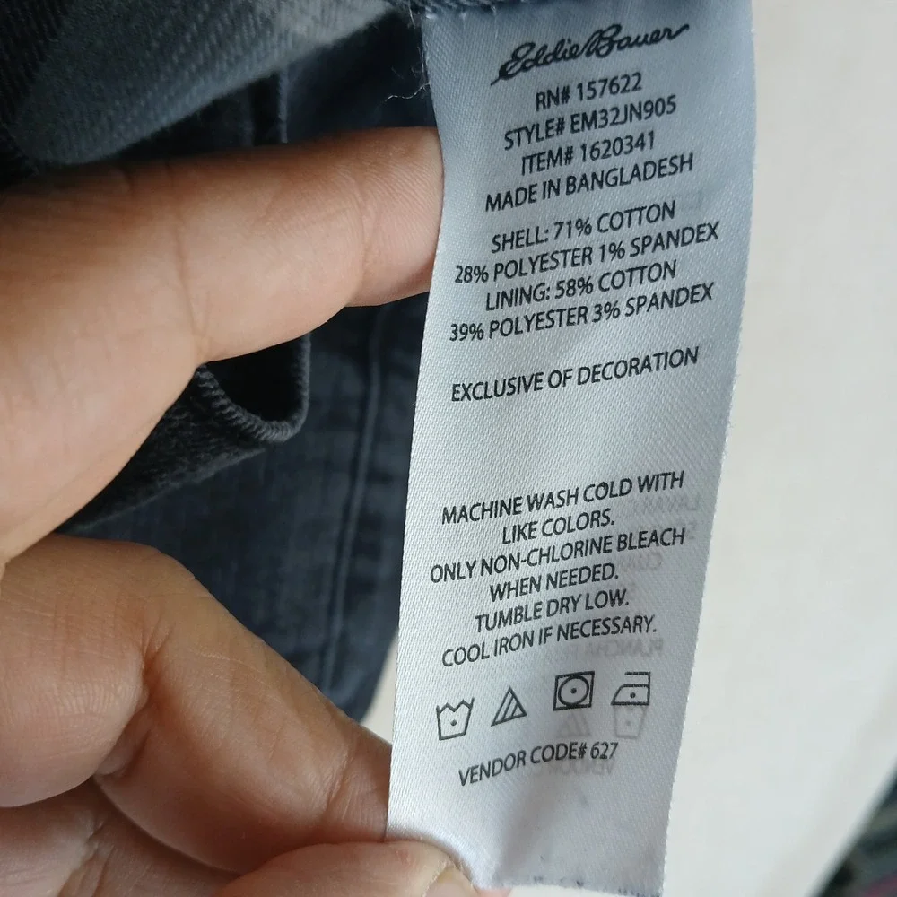 Eddie Bauer 40x30 Mens Jeans Blanket Lined Black